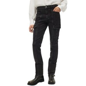 Zara ZW Mid Rise Slim Cargo Women's Black Jeans